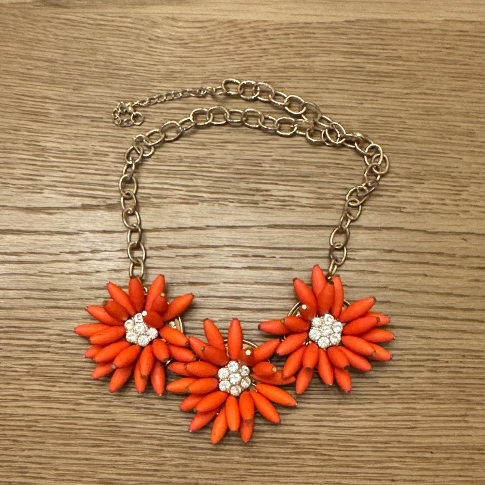 Orange Floral Statement Necklace